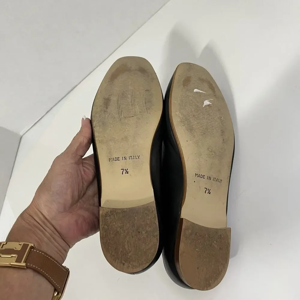 Coach And Four Women's Black Leather Ballet Flats Shoes Size 7.5 Made Italy